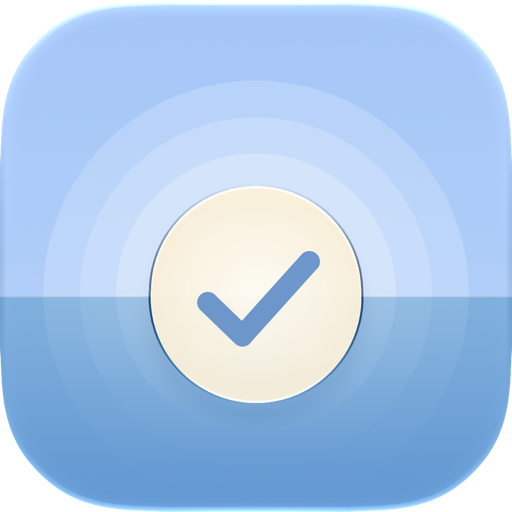 The Daylight app icon: a pale sun low over calm water, with a checkmark at its centre.